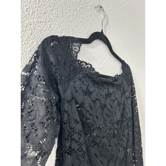 DJT Fashion Size‎ S Black Lace Floral Long Sleeved Lined Top Goth Grunge Witchy - Picture 3 of 12